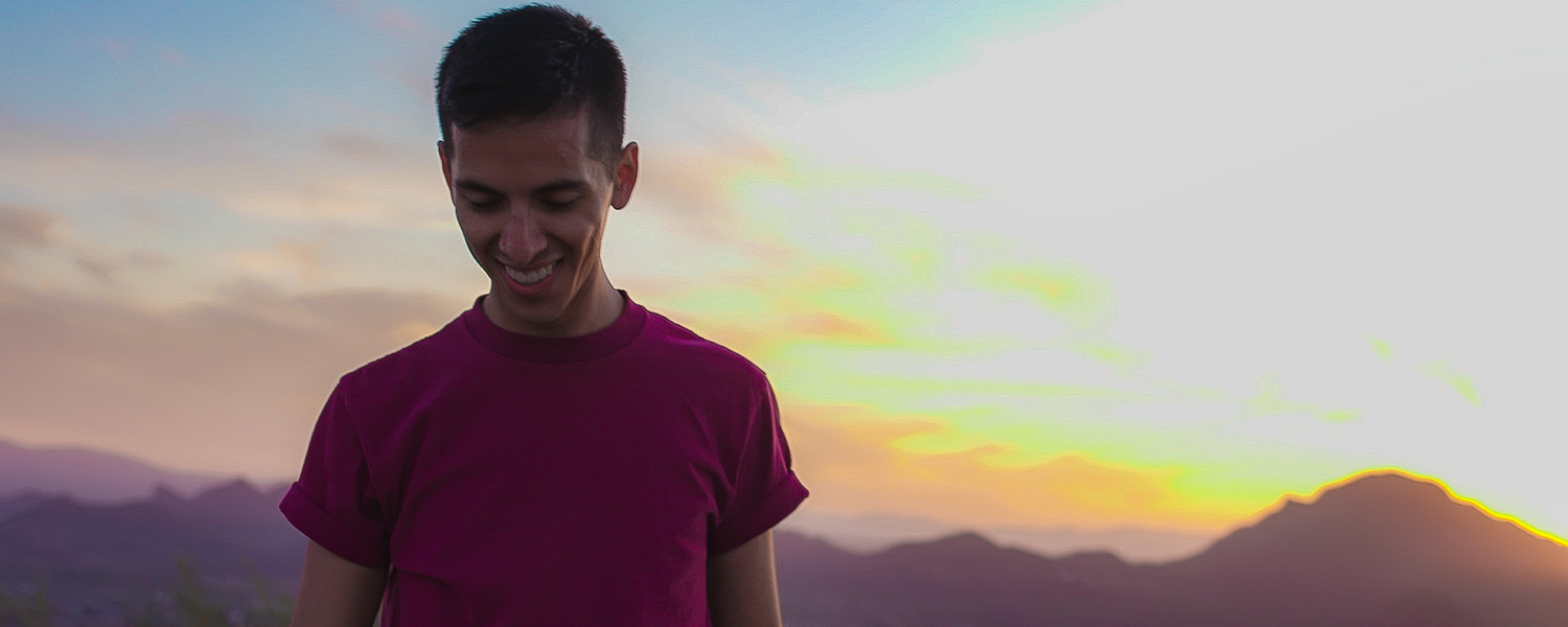 smiling man and sunset