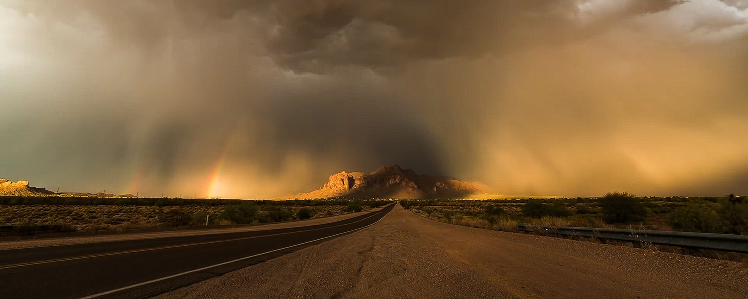 striking monsoon rain over mountain in Arizona